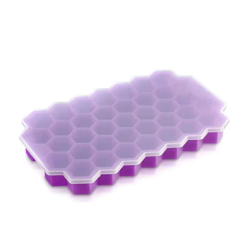 JX-LCLYL 1pc  Silicone 37 Small Ice Cubes Ice Mold With Lid Ice Tray Frozen Making Tool