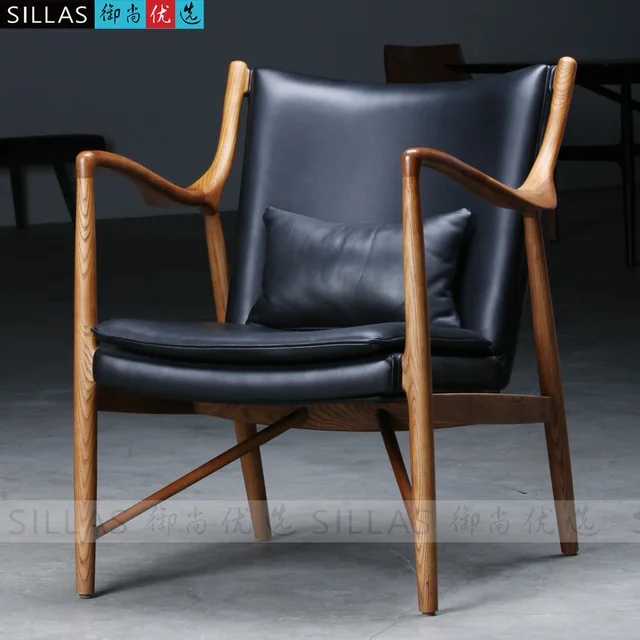 Wood Armchair Leather Lounge Chair European Designer Furniture Wood Armchair Leather Lounge Chair European Designer Furniture Imported Northern Europe And Denmark Cafe