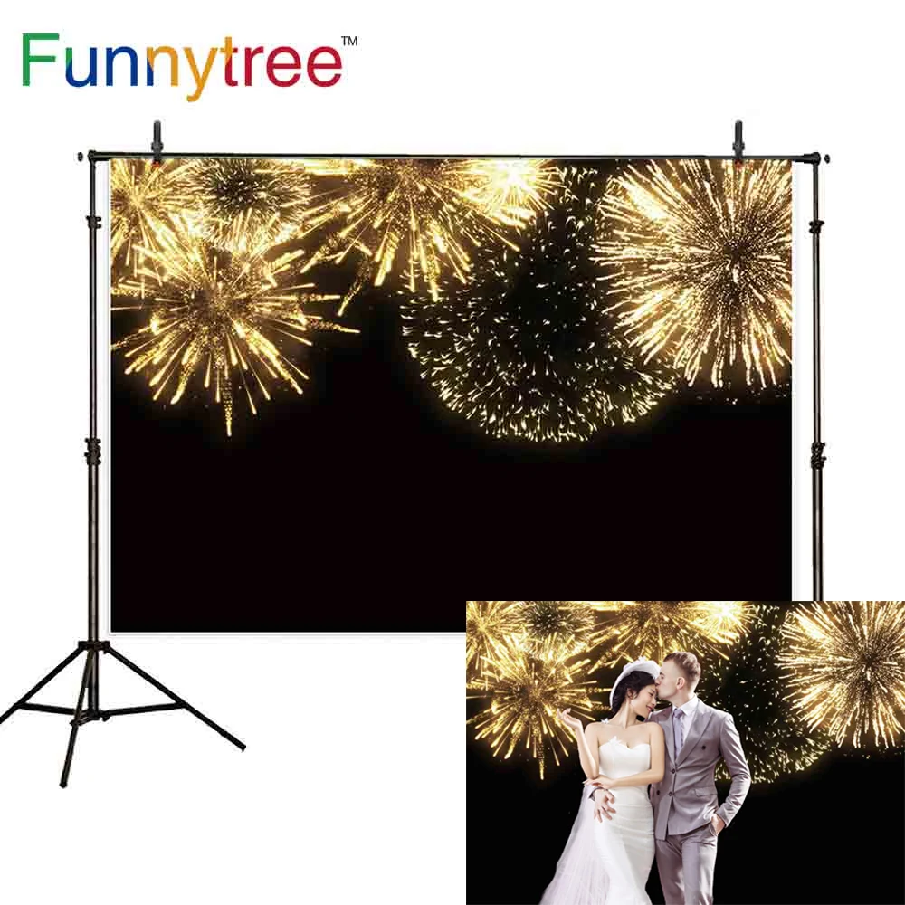 Фоны Funnytree черный золотой фейерверк пиротехника в небе фейерверки новый год |