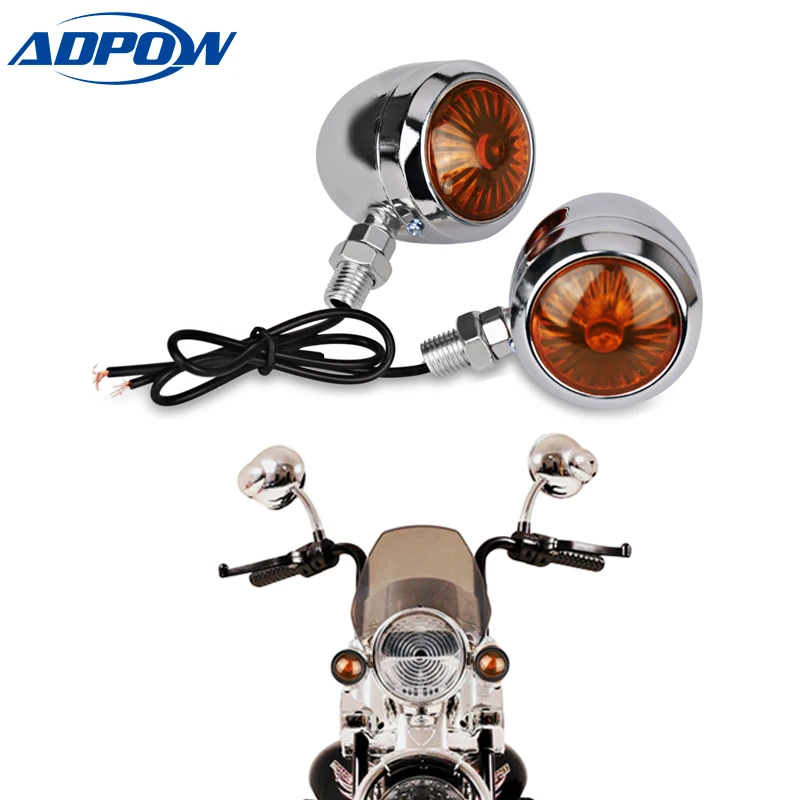

2x Vintage Amber Black Universal Motorcycle Turn Signals Indicators Bullet Turn Signal Light Lamp Scooter Motor