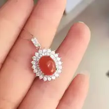 Натуральная Южная красная Агатовая подвеска, Серебро S925, натуральный желтый кристалл, ожерелье, модное роскошное круглое женское ювелирное изделие