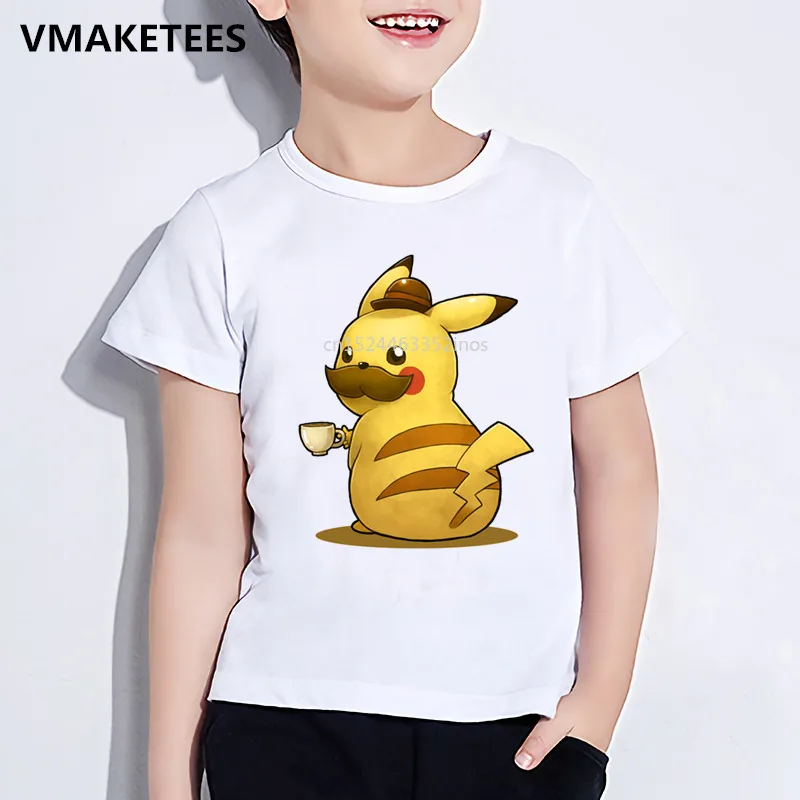 Kids Summer Girls& Boys T shirt Children Cool Captain Pikachu Cartoon Print T-shirt Anime Pokemon Go Funny Baby Clothes,HKP2295