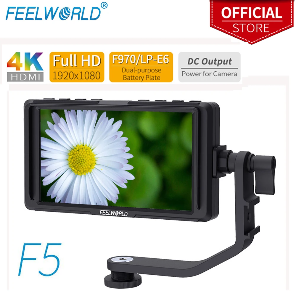 FEELWORLD F5 5 дюймов на камеру полевой монитор Full small HD 1920x1080 lcd DSLR монитор DC power Tilt Arm для 4K HDMI вход выход