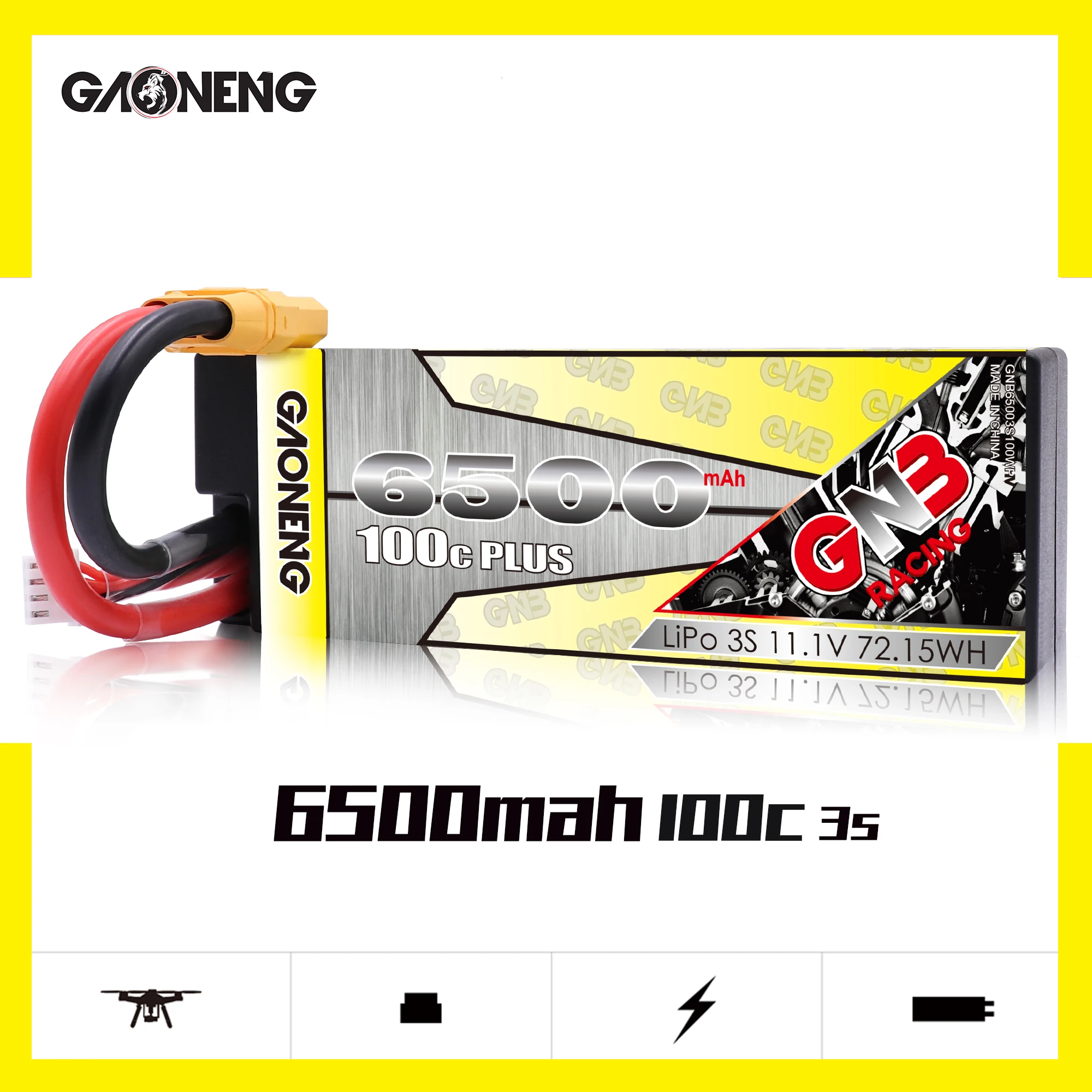 Литий-полимерный аккумулятор Gaoneng 6500 мАч 3S1P 11 1 В 100C Plus с XT60 XT90 T разъемом для