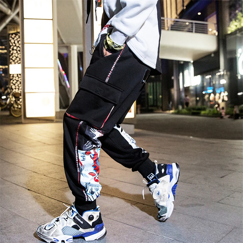 Мужские брюки в стиле хип-хоп из хлопка с рисунком