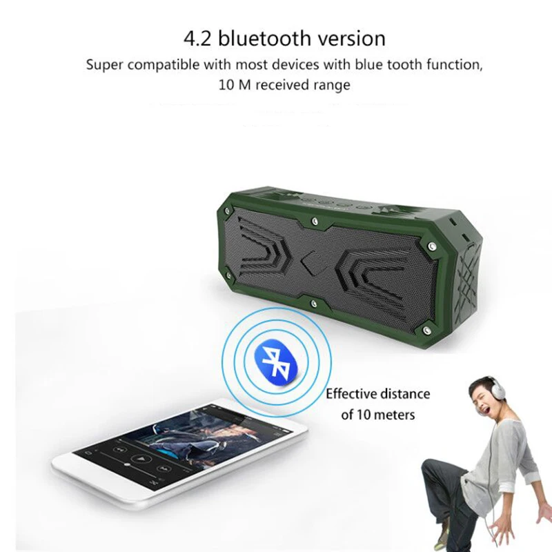 Уличная Беспроводная Bluetooth колонка V4.2 IPX6 водонепроницаемая портативная с