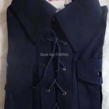 Двубортное пальто из чистого хлопка; одежда с длинными рукавами; темно-синяя одежда для боевых искусств