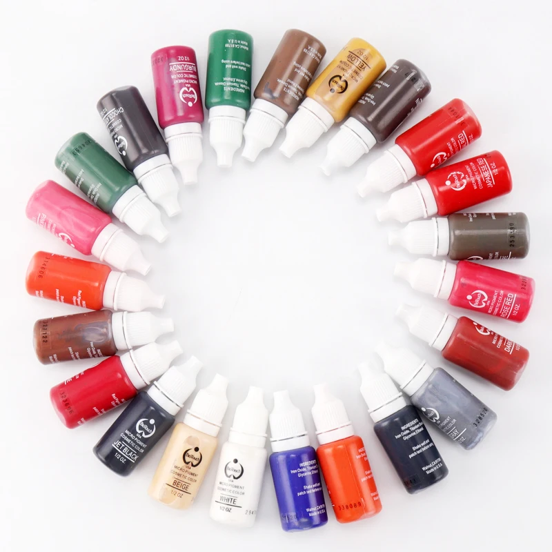 

23 pieces/set permanent makeup micro makeup tattoo ink pigment 1/2 ounce for 3D lip liner permanent eyeliner