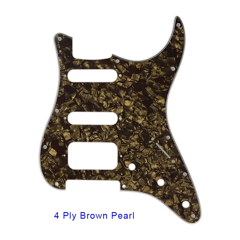 4 ply brown pearl Pleroo аксессуары для гитары 11 винтовое отверстие накладки для Fender Stratocaster США/мексиканский стандарт ST HSS гитары ra царапины пластины - Цвет: 4 ply brown pearl