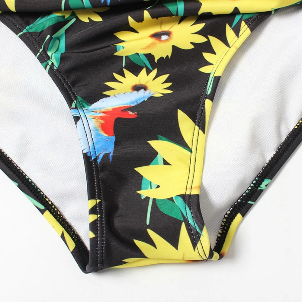 Комплект бикини с принтом подсолнуха Раффлед шорты с высокой талией плюс размеры для женщин летние пляжные maillot de bain 15