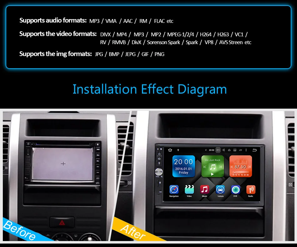 Excellent Eunavi 2 din android 9.0 16g Memory Touch Screen 7 Inch HD Car Bluetooth Player Button 2 DIN Universal Car radio GPS Navigation 23