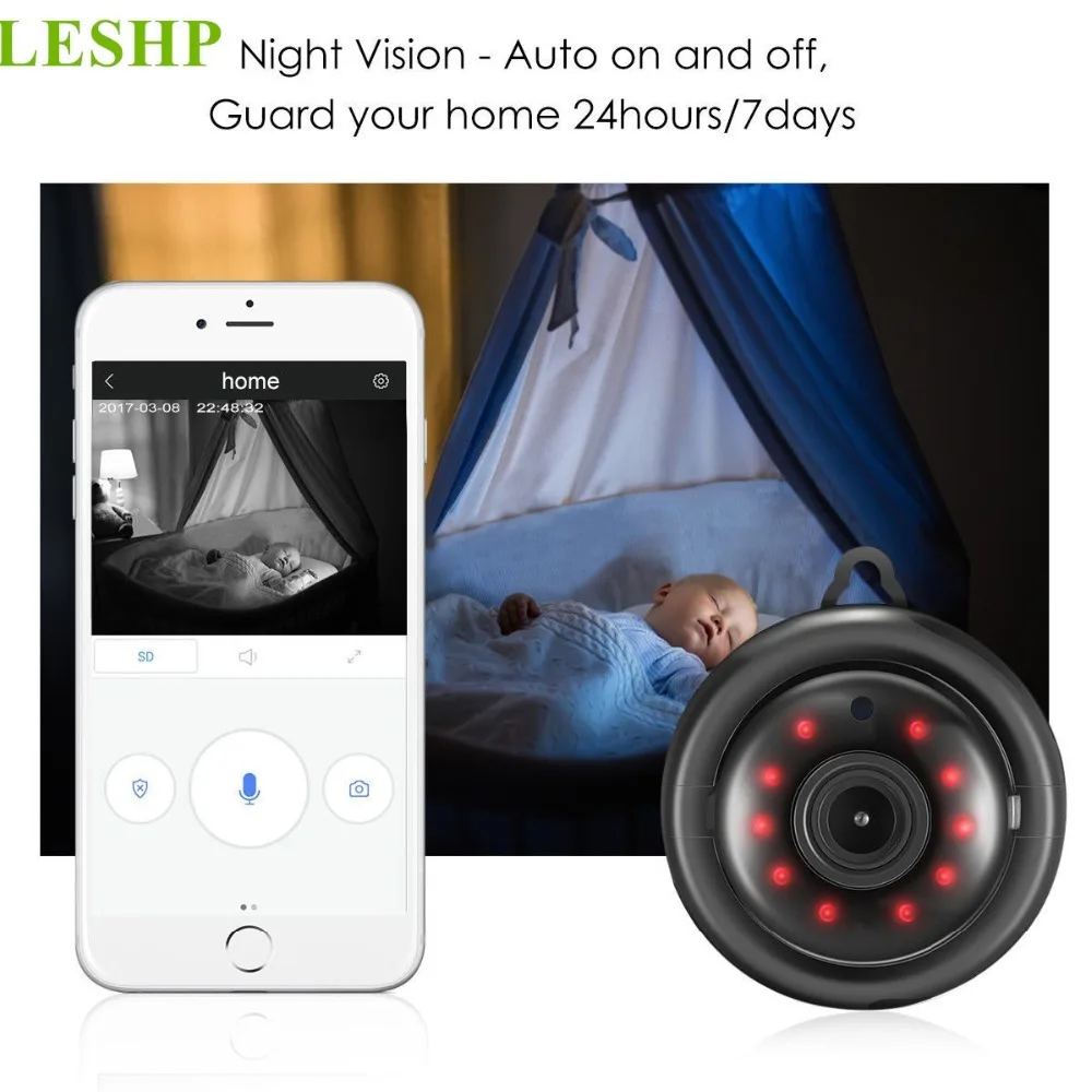

Onvif Monitor HD 960P WIFI Mini IP Camera With Mic Speaker Wireless Smart Night Vision Home Security Monitor Support TF Card