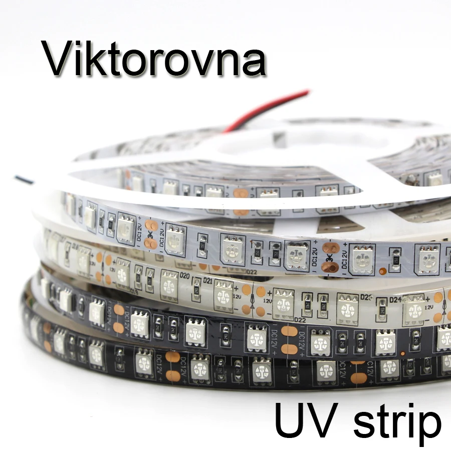 УФ черный свет 5050 SMD Светодиодная лента ультрафиолетовая 395 405nm 60led/m гибкая 3M лампа