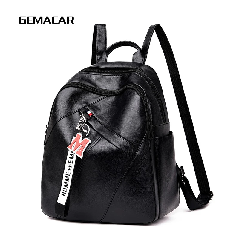 

Mini Woman Backpack Fashion Wild Long Shoulder Strap Large Capacity Female Backpack Elegant Simple Pu Leather Bag Business Work