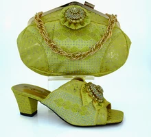 MM1011 Yellow Color font b Woman b font Shoes And Matching Bag Set With High Quality