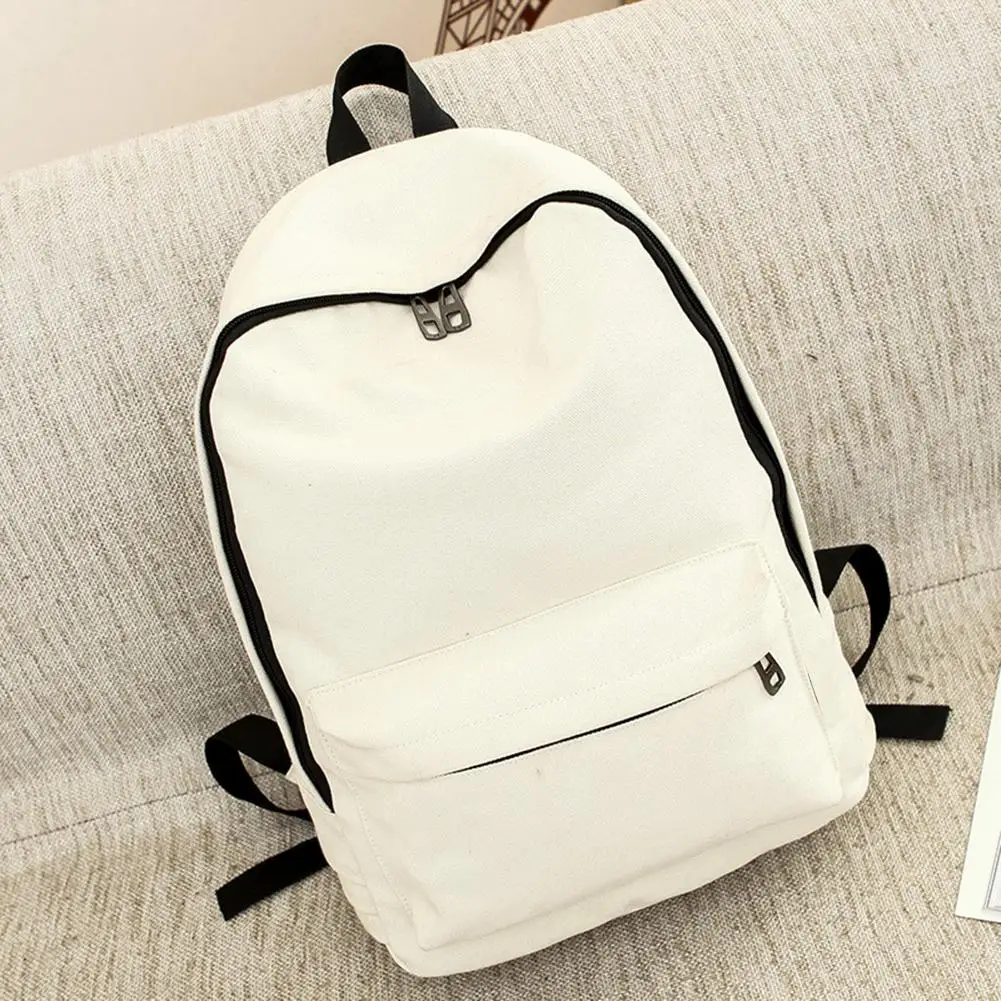 

Unisex Solid Color Large Capacity Canvas Backpack Tote Pouch Shoulder Travel Bag