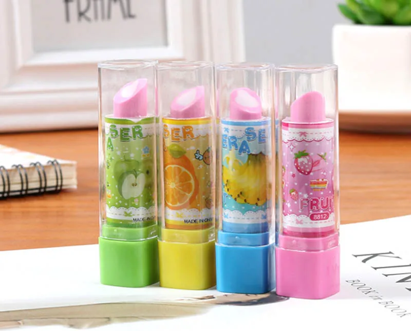 Kawaii Cartoon Lipstick Fruits Eraser