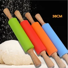 38 CM Küche Zubehör Holz silikon Nudelholz Fondant Kuchen Dekoration Teigrolle Backen Kochen Werkzeuge kostenloser versand