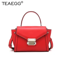 TEAEGG Дизайнерская Женская Классическая однотонная сумка на плечо из натуральной кожи с клапаном через плечо модная сумка-мессенджер