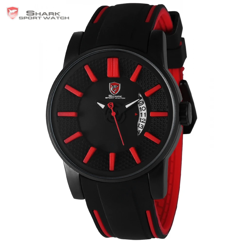 Grey Reef Shark Sport Watch Red 3D Special Design Date Silicone Strap Quartz Watch Men Waterproof Relogio Masculino Gift / SH478