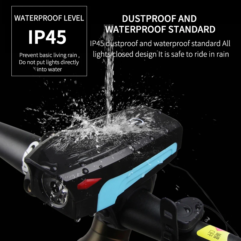 Flash Deal WEST BIKING Bicycle Front Light USB Lamp Bike 2000mAh 5 Modes Light For Bicycle Headlight Led Rechargeable With 130 db Speaker 4