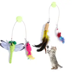 2 шт. Мягкие флисовые поддельная мышь Стрекоза рыбы игрушки для кошек Красочные перо забавные игры для кошек котенок игрушка для домашних