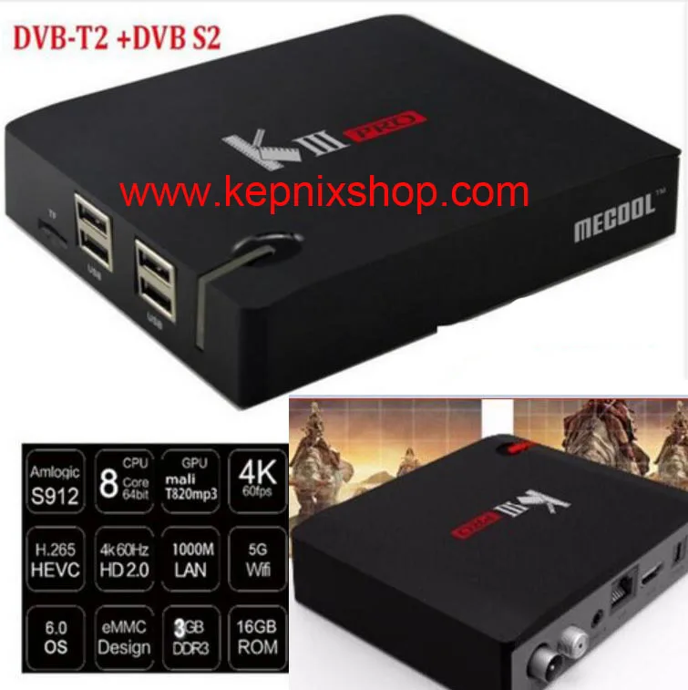 

5pcs or 10pcs KIII PRO 3GB+16GB Android TV Box Amlogic S912 Octa core Android 6.0 Smart Tv Box 2.4G/5GHz WiFi 4K Set Top Box