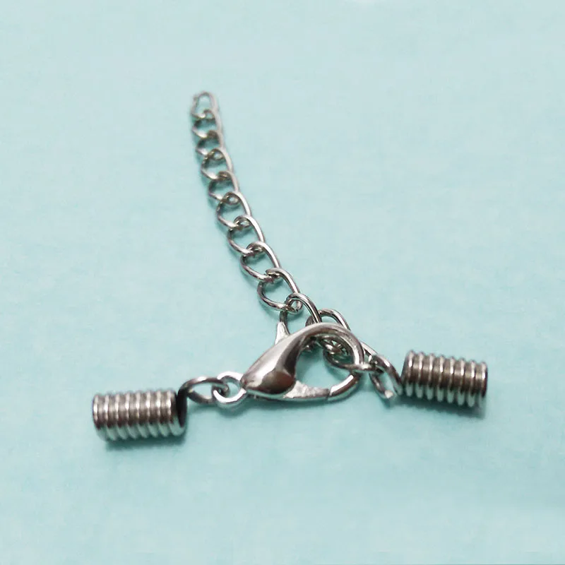 Crimp End Caps Beads Lobster Clasps Extended Extension Chains Flat Leather Cord End Cap Jump Rings