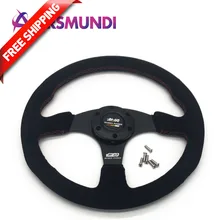 Черный цвет говорил замши Mugen 14 дюймов гоночный руль красные линии
