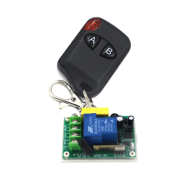 

1 Remote+1 Receiver AC 220V 30A relay 1 CH wireless RF Remote Control Switch Inter-lock A-ON B-OFF SKU: 5228