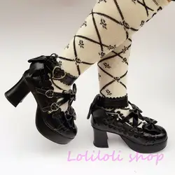 Милые туфли Лолиты для принцессы японский дизайн индивидуальные специальные формы черный матовый обувь с бантом коренастый обувь на