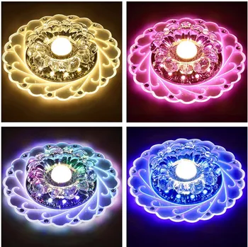 

5W LED Decorative Crystal Light Modern Circular Recessed Ceiling lights Downlight Lamp For Living Room Aisle Corridor