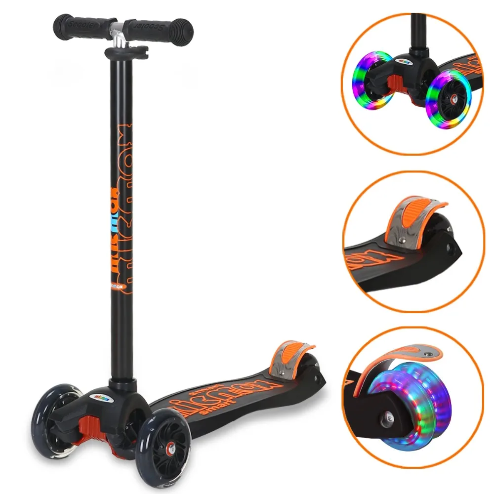 

Scooter Height Adjustable Lean to Steer Flashing PU Wheels 3 Wheel Kick Scooters for Kids Boys Girls