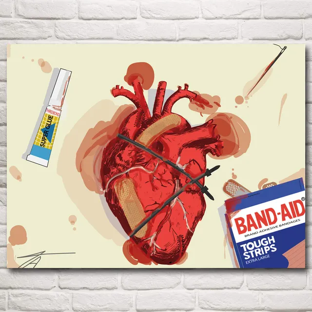 heart anatomy veins arteries art silk fabric poster prints home wall