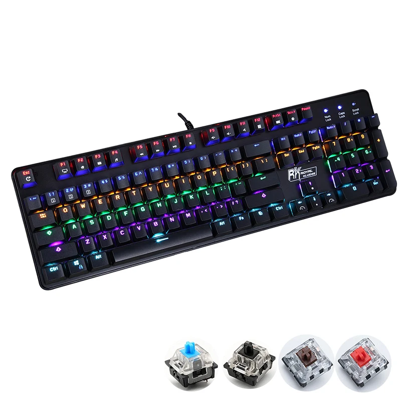 cheap 104 Keys RK920 Wired Usb Mixed LED Backlit Ergonomic illuminated Mechanical Gaming Keyboard Gamer Multimedia For Laptop Computer