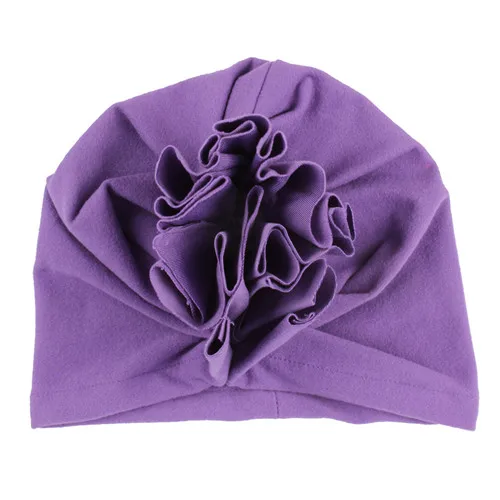 Новое модное платье с цветочным узором шапочка для новорожденного, для малыша с эластичной резинкой детская чалма Шапки, для девочек 10 лет, Цвета Хлопок Младенческая шапочка Кепки 1 предмет - Цвет: Purple