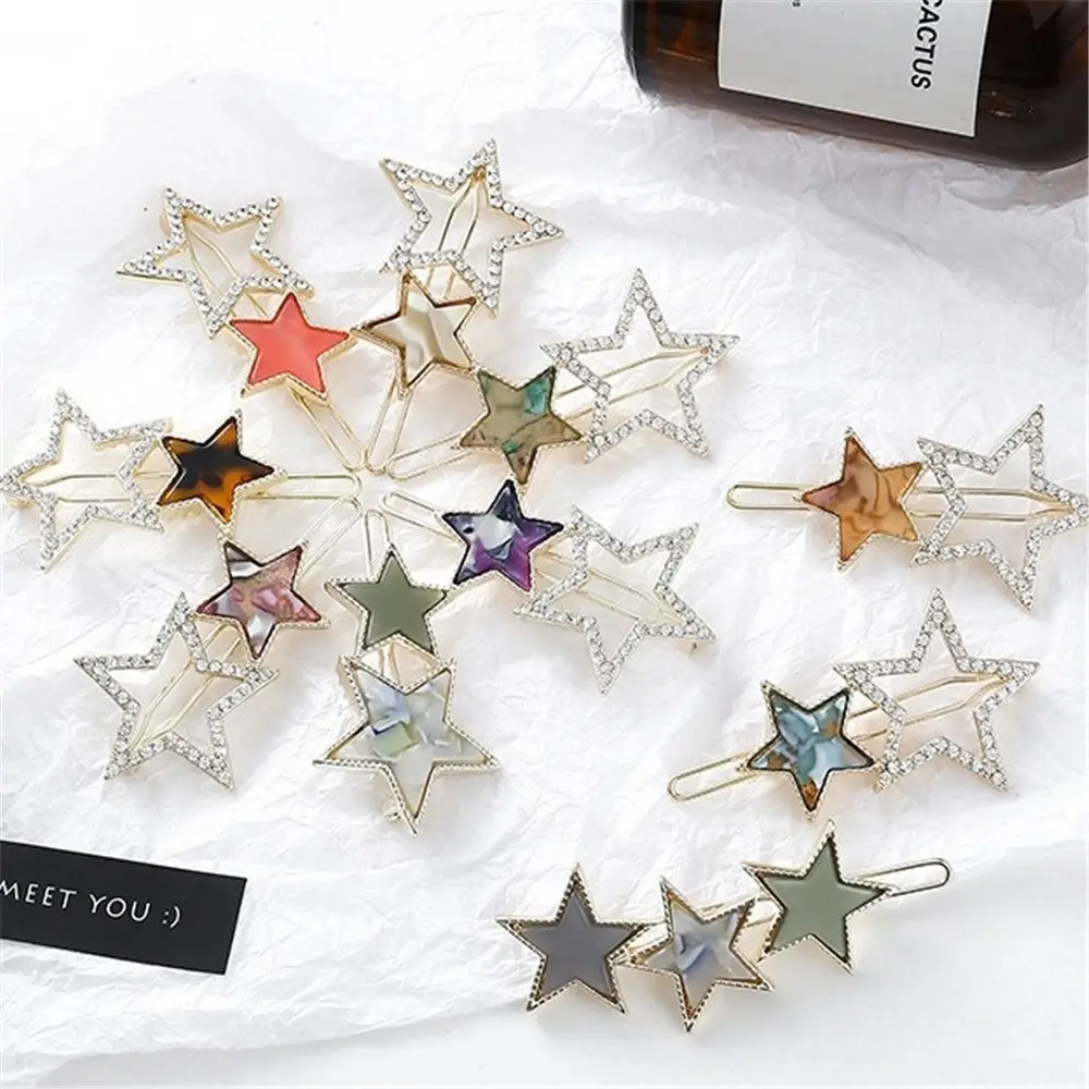 

Fashion Girls Star Acetic Acid Hair Clips Metal Geometric Pentagram Hairpin Barrette Women Hair Accessories Beauty Styling Tools