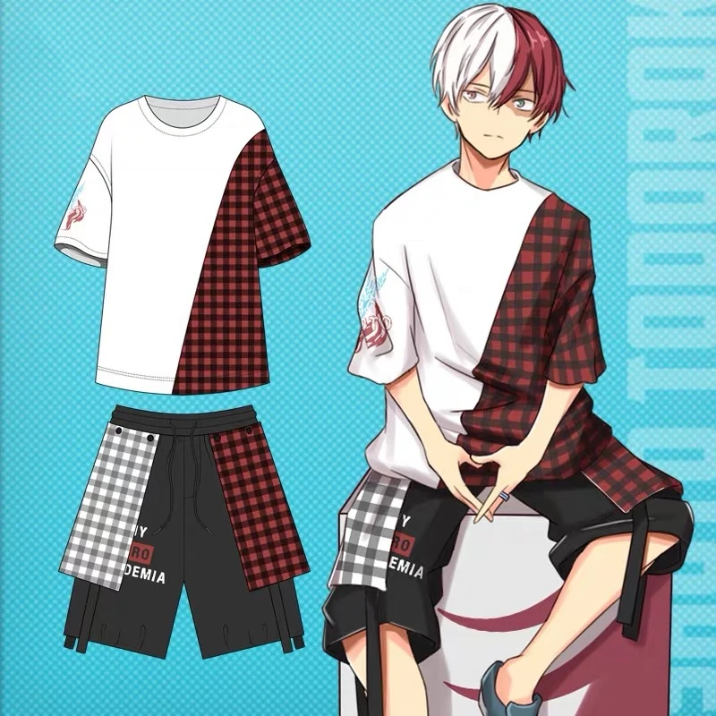 Аниме Boku no Hero Academy TODOROKI SHOTO летняя футболка/Брюки Повседневная одежда унисекс для Хэллоуина