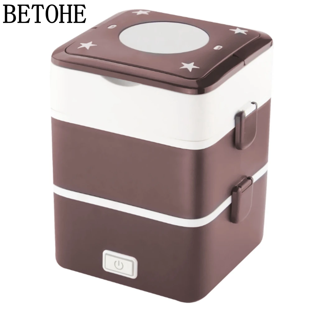 

BETOHE Mini Rice Cooker Three Layers Multifunctional Insulation Plug-in Electric Heating Cooking Lunch Box