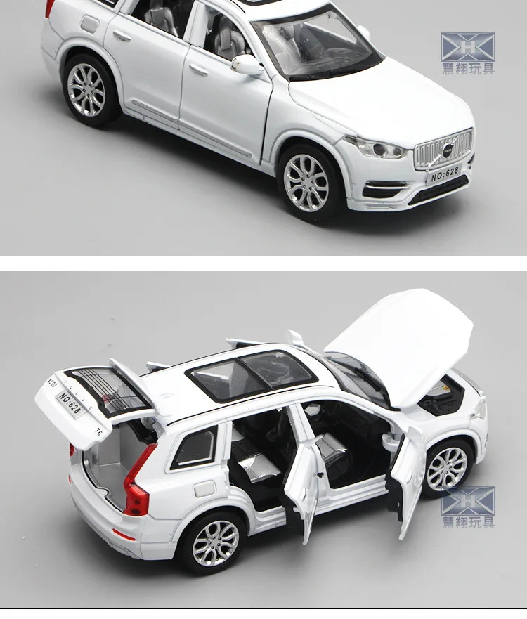 1:32 Масштаб Volvo XC90 литая под давлением модель автомобиля с открывающимися дверцами функция оттягивания музыкальный светильник Детские игрушки Подарки
