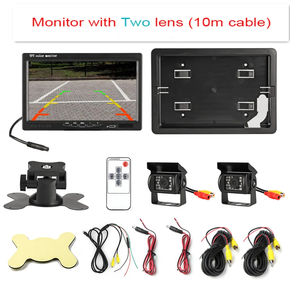 JMCQ " TFT lcd проводной автомобильный монитор HD дисплей Проводная камера заднего вида парковочная система для автомобиля заднего вида Мониторы для грузовика с 2 объективами