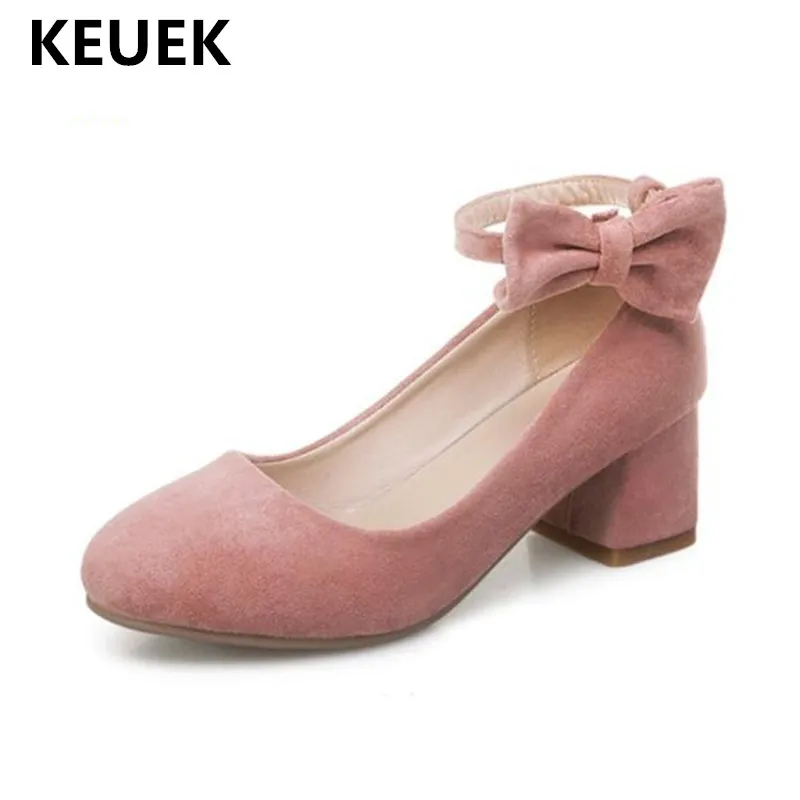 Online Nueva primavera otoño zapatos de tacón alto niñas princesa Flock Bow estudiante tacones altos niños escuela niños rendimiento zapatos 041