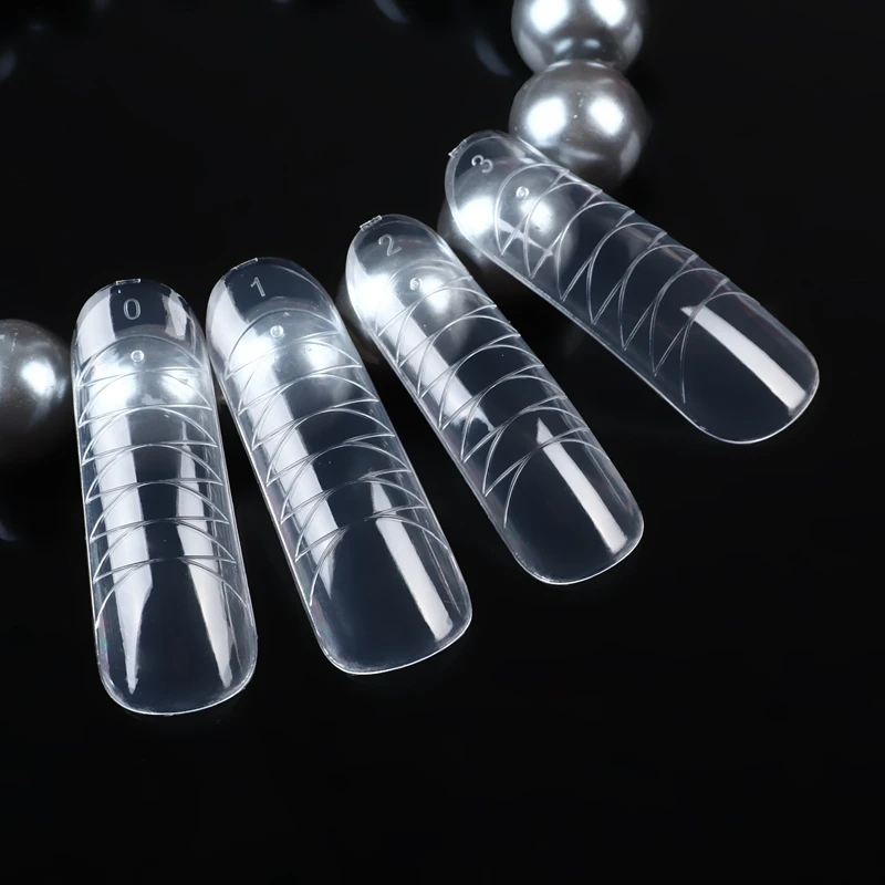 

120pcs Long Jelly Poly Gel False Nail Art Tips Model Form Full Cover UV GEL Acrylic Mold Fake Nails Extension Clear Size#0-#10