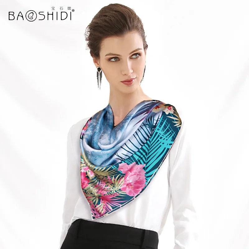 100% чистый шелк 90*90 большой квадратный шарф BAOSHIDI роскошный брендовый оригинальный