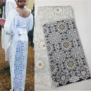 

(5yards/pc) soft French net lace fabric wonderful embroidered African tulle lace fabric with lots of stones and beads FLZ803