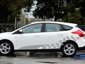 

Car sport Grid racing flags 100'' Door Decals for focus 12 Vinyl Side Sticker ZC906