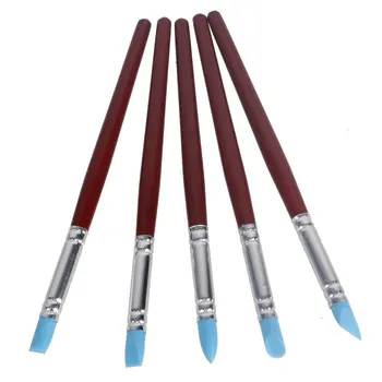 

5pcs Wood Handle Silicone Rubber Clay Shaper Sculpting Fimo Polymer Modelling Pottery Tools Set For DIY Crafts diy accessories
