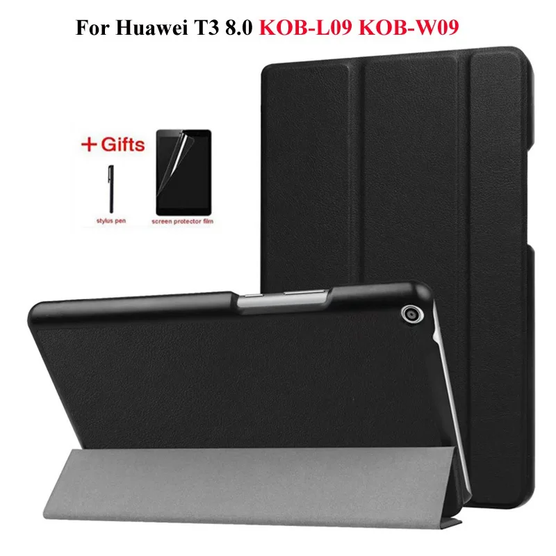 

Slim Flip PU Leather Case for Huawei MediaPad T3 8.0 KOB-L09 KOB-W09 Tablet Funda Cover for Honor Play Pad 2 case+Gifts