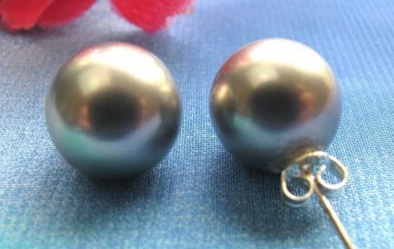 

free shipping 00424 round gray south sea shell pearl earring