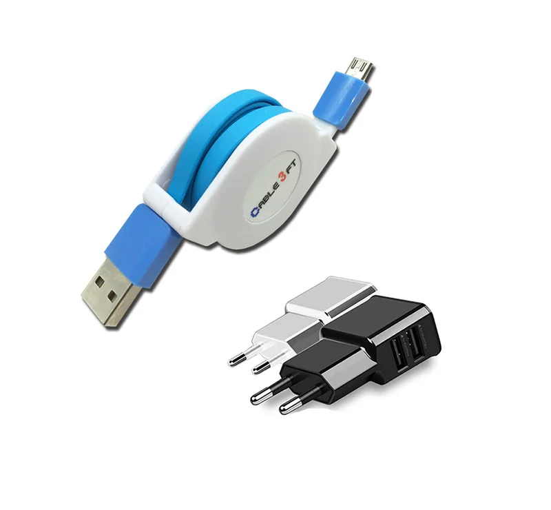 

Micro USB Retractable Cable For Xiaomi Redmi 5 Plus/Note 4x/5a/4a/Pro 1/2/3 Meter Charging Cabel Mobile Phone EU Charger Adapter